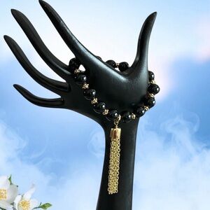 Elegant Black and Gold Beaded Bracelet